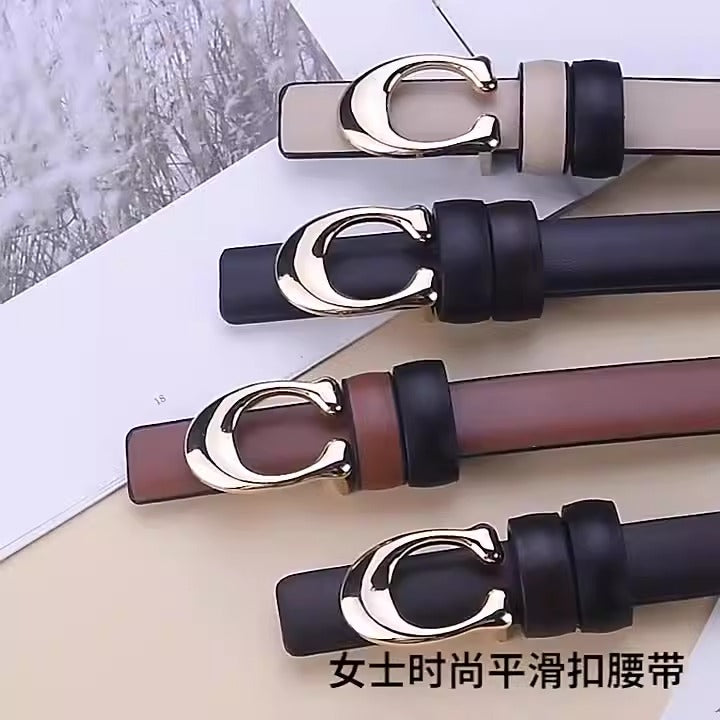Versatile Genuine Leather Double-Sided Belt for Women