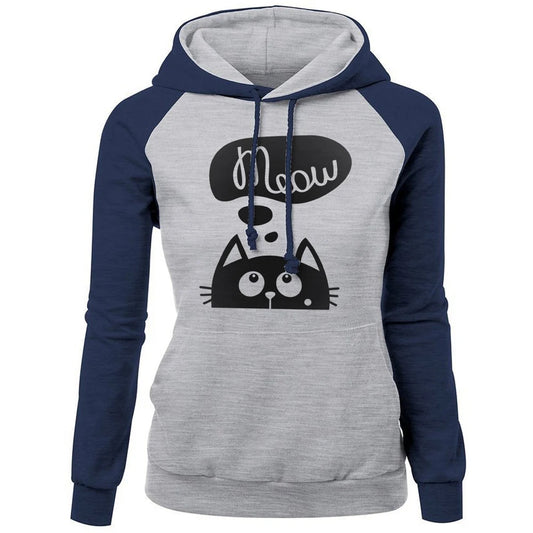 Kawaii Cat Meow Print Sweatshirt - Harajuku Style Hoodie