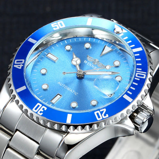 Winner Blue Automatic Skeleton Watch for Men