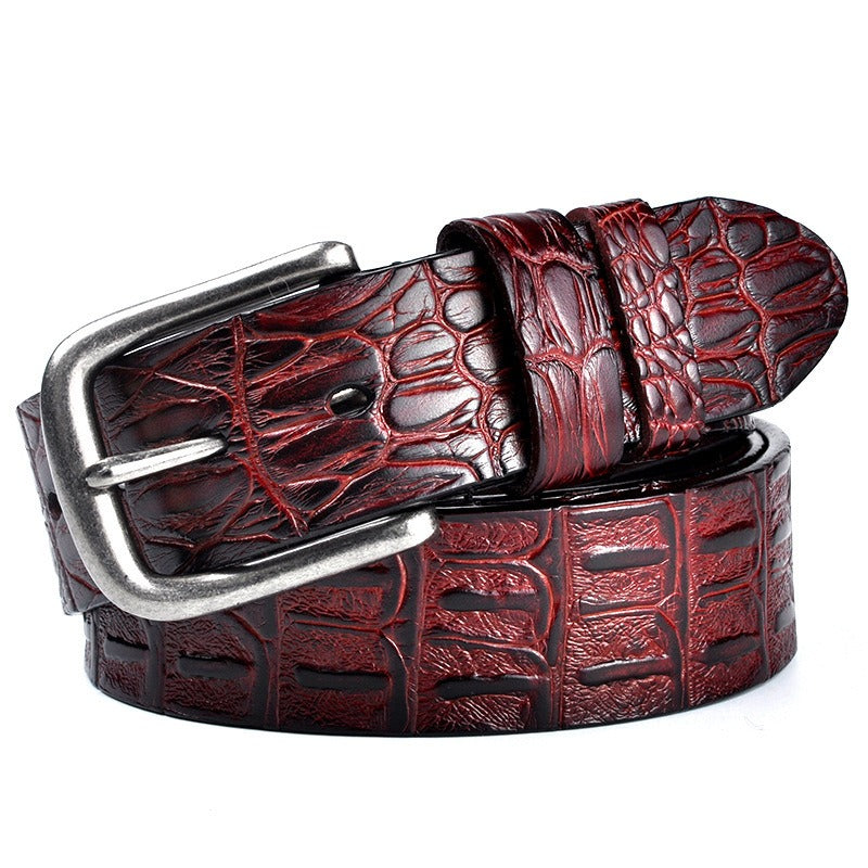 Men's Genuine Leather Crocodile Pattern Retro Belt