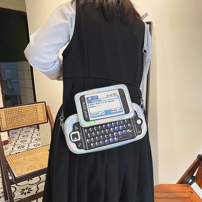 Playful Mobile Phone Shape Chain Crossbody Bag