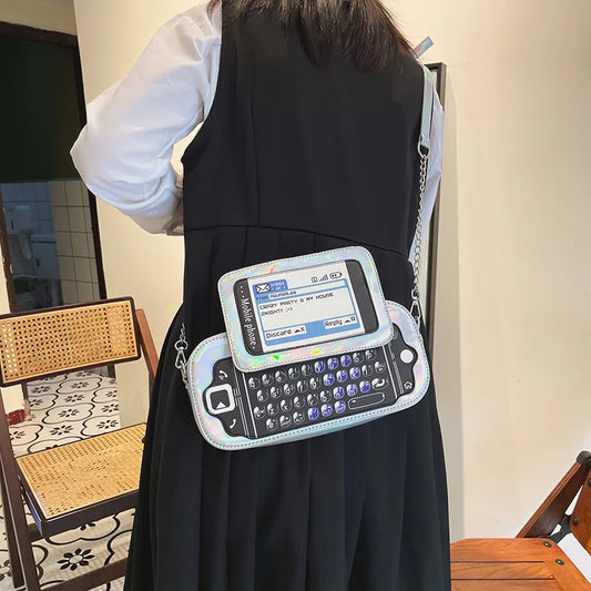 Playful Mobile Phone Shape Chain Crossbody Bag