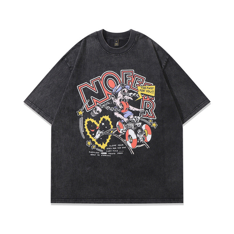 Heavyweight Men's Hip Hop Cartoon T-Shirt - Harajuku Style