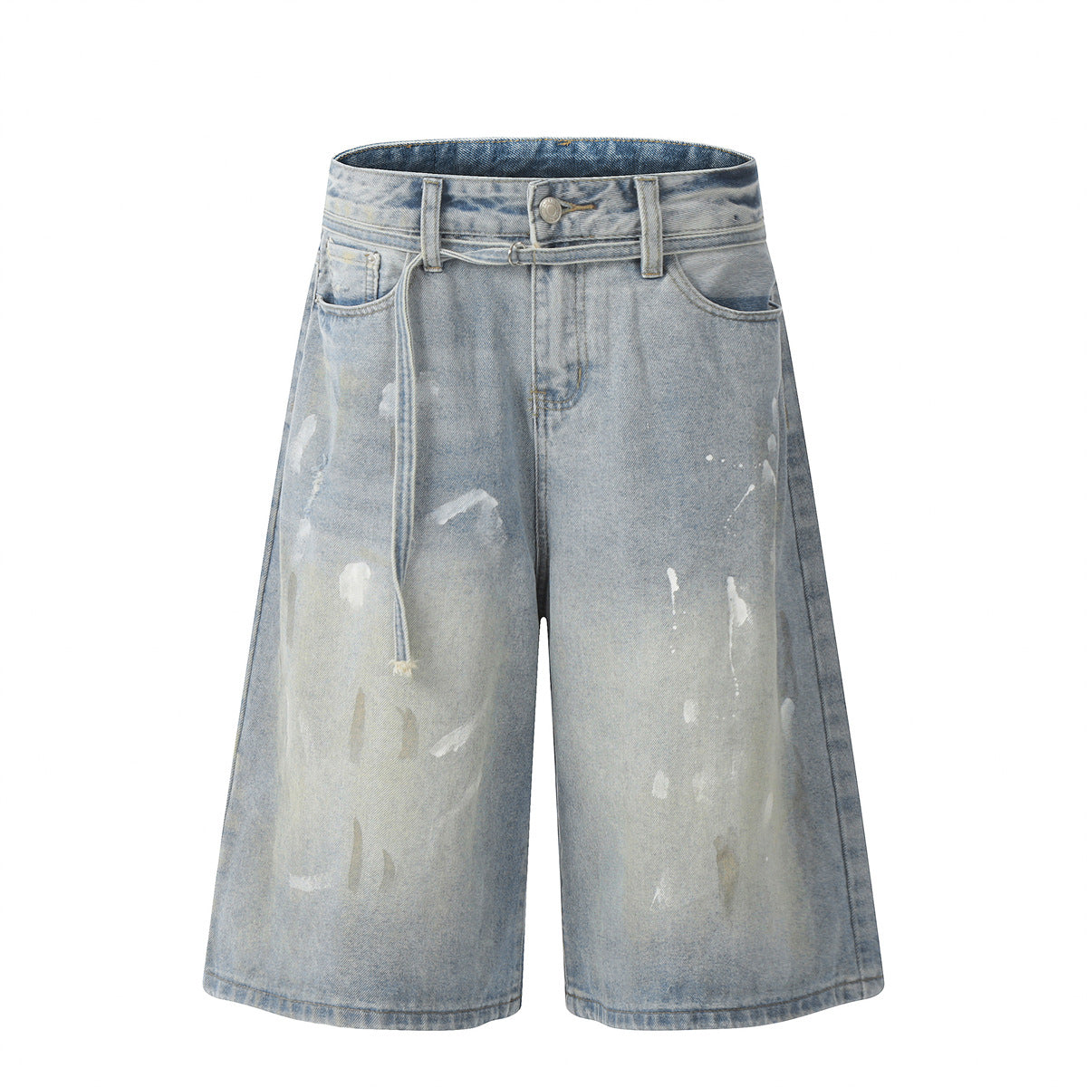 Retro Splash Ink Design Denim Cropped Shorts