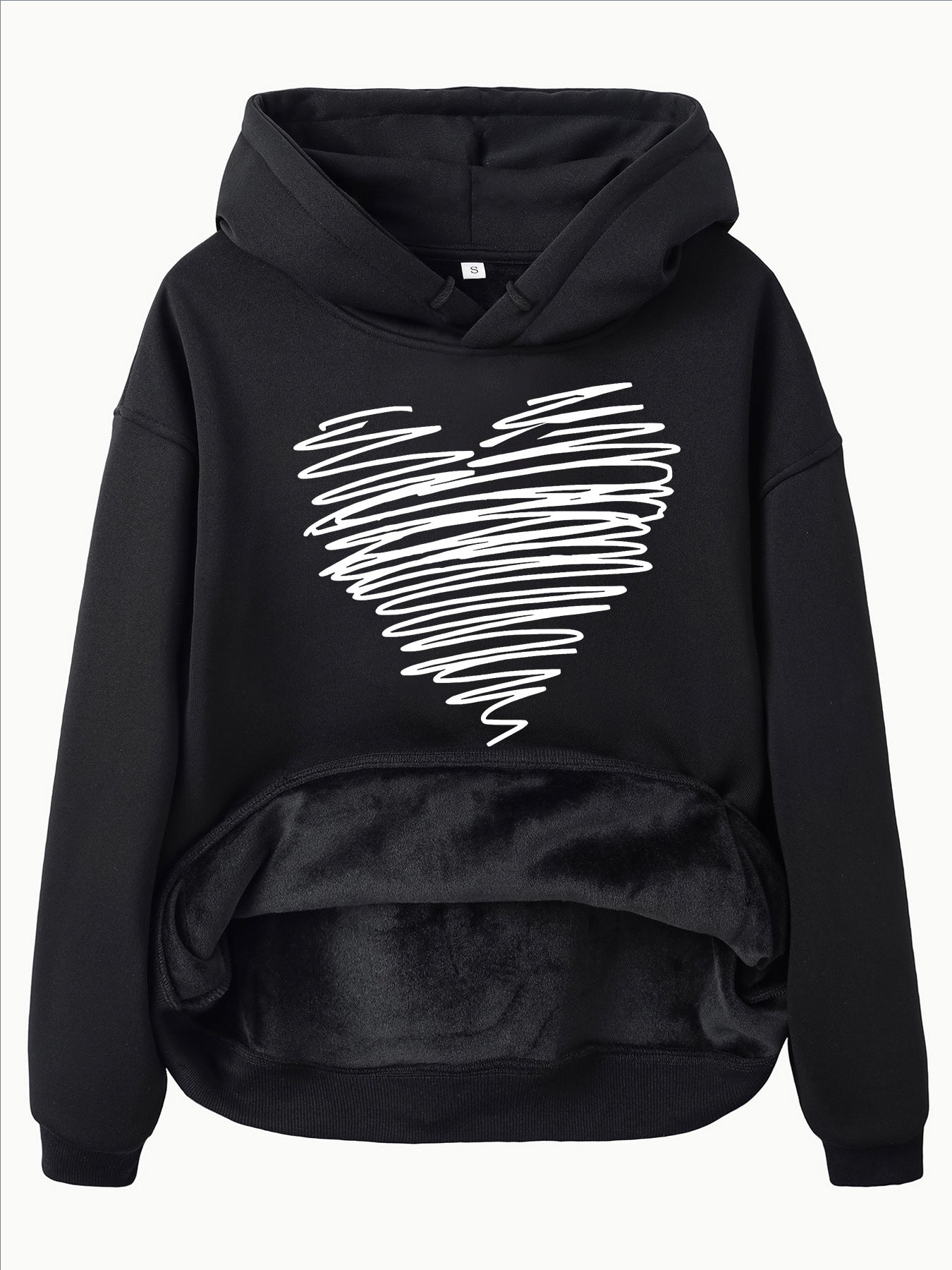 Hoodie with Heart-Shaped Pattern