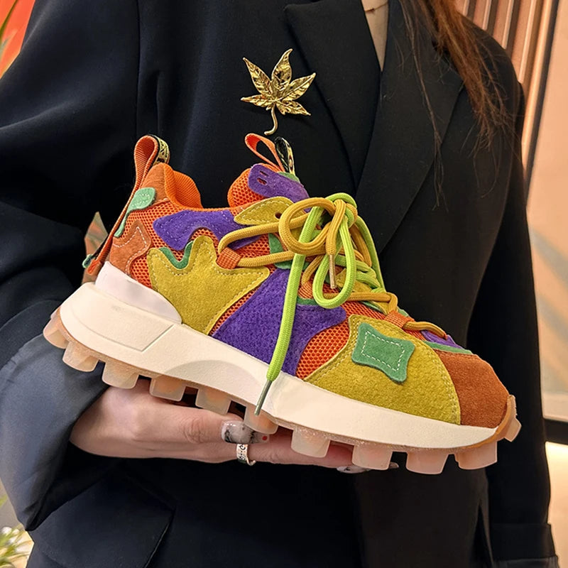 Harajuku Style Breathable Platform Sneakers for Women