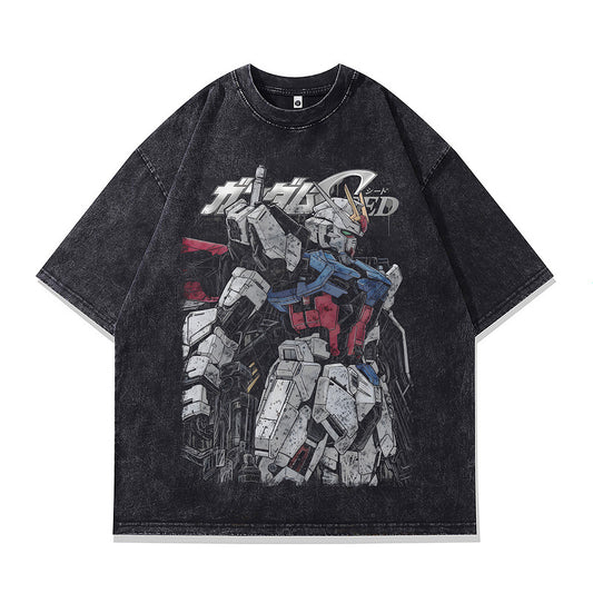 Harajuku Cartoon Print Men's Tee - Pure Cotton Casual Shirt