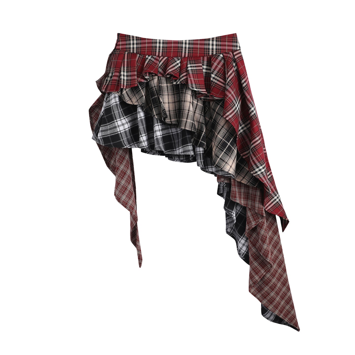 American Retro Patchwork Skirt for Women - Spicy Girl Style, Fashionable Irregular Short Skirt
