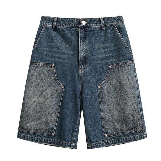 Retro Deconstructed Denim Shorts for Men - Harajuku Style