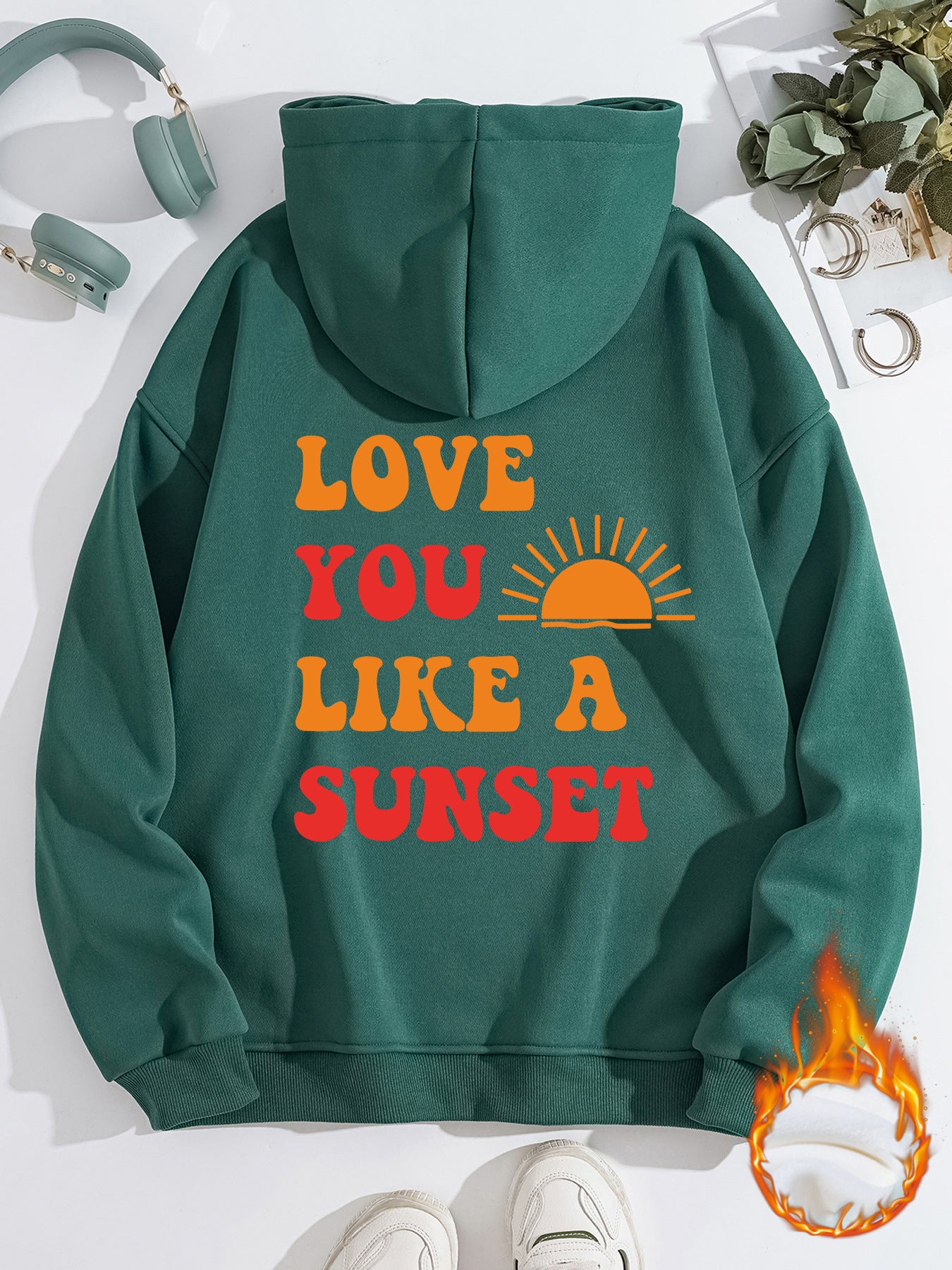 Hooded Long Sleeve Fleece Hoodie with Kangaroo Pocket