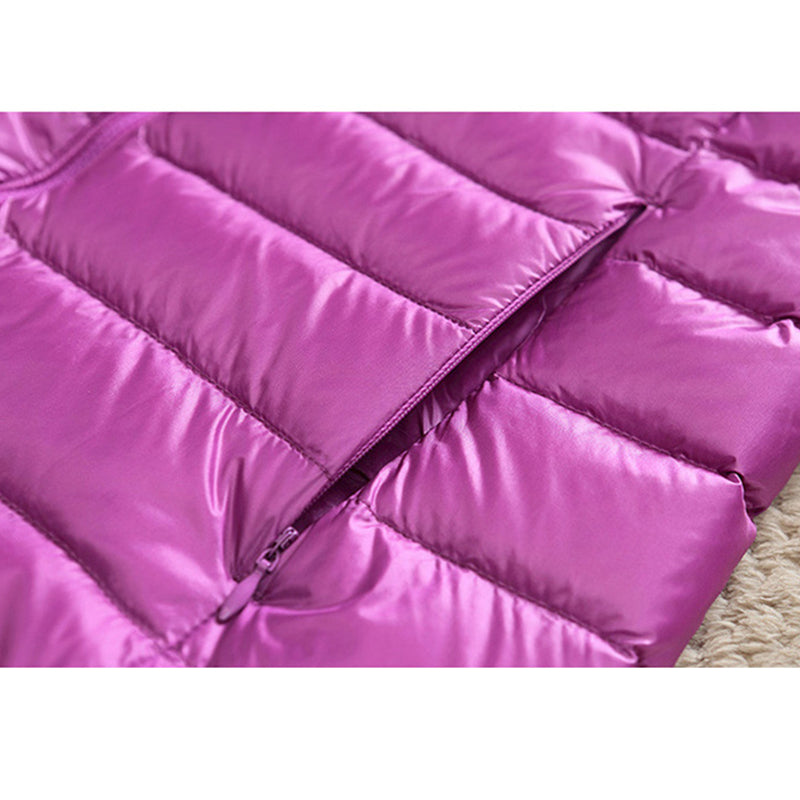Ultra-Lightweight Slim Down Jacket for Women – Short Hooded Warm White Duck Down Coat