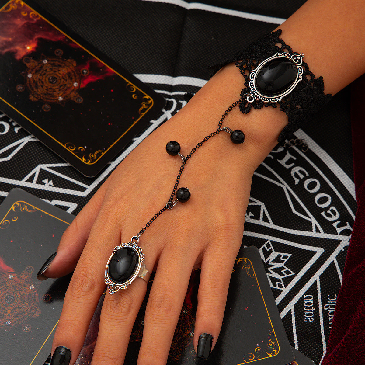 Harajuku Style Black Diamond Set Tassel Bracelet
