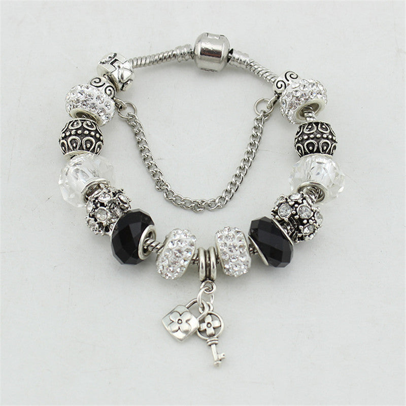 Harajuku Style Black and White Beads Charm Bracelet