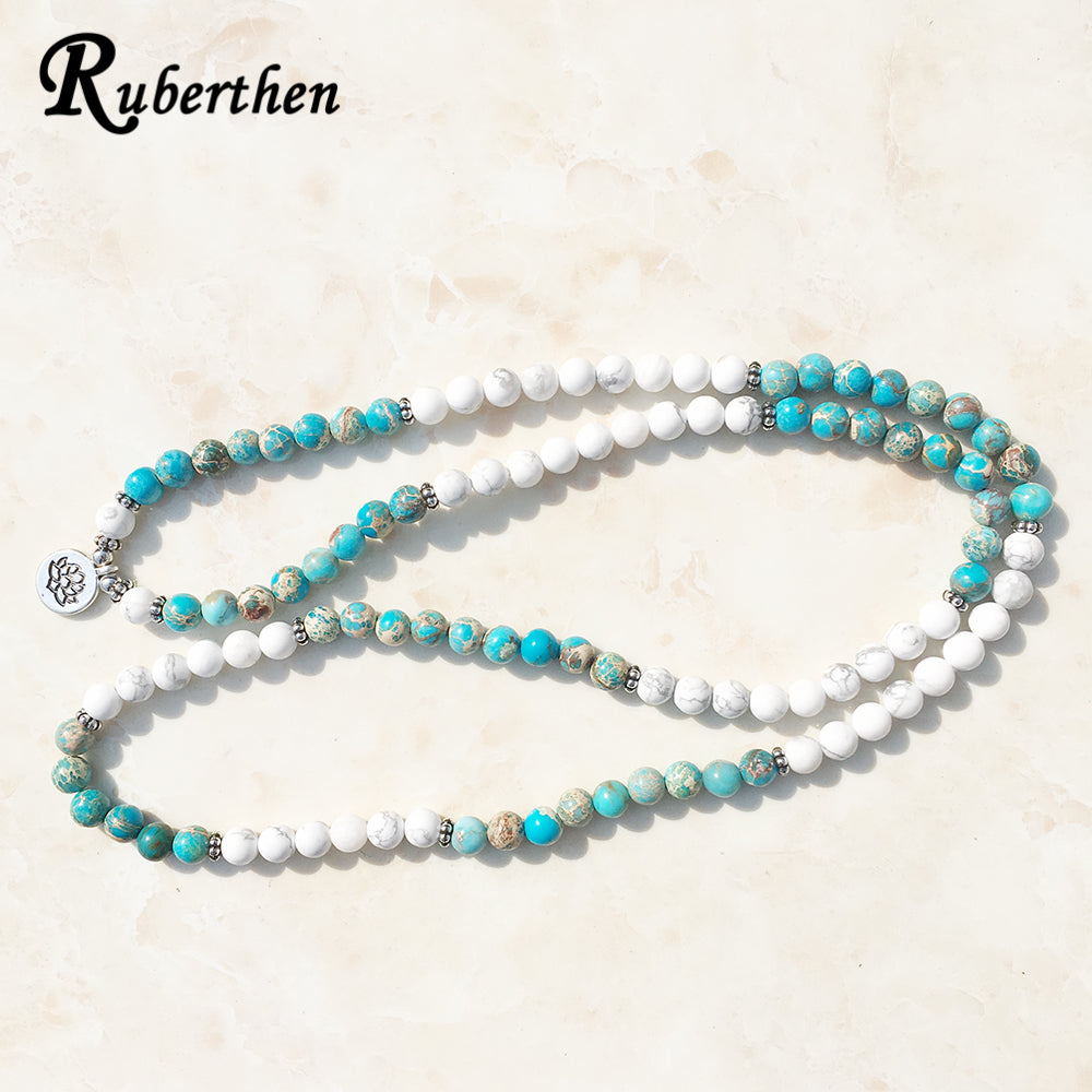 Howlite Natural Stone 108 Beads Mala Bracelet - Harajuku Style