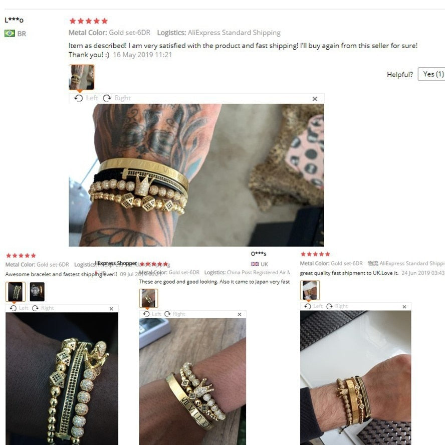 Gold Crown Roman Numeral Bracelet - Harajuku Style