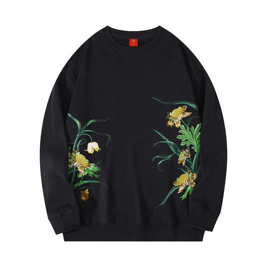 Floral Embroidery Tassel Sweatshirt - Harajuku Style