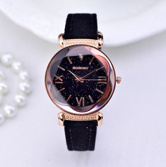 Playful Rose Gold Leather Watch for Women
