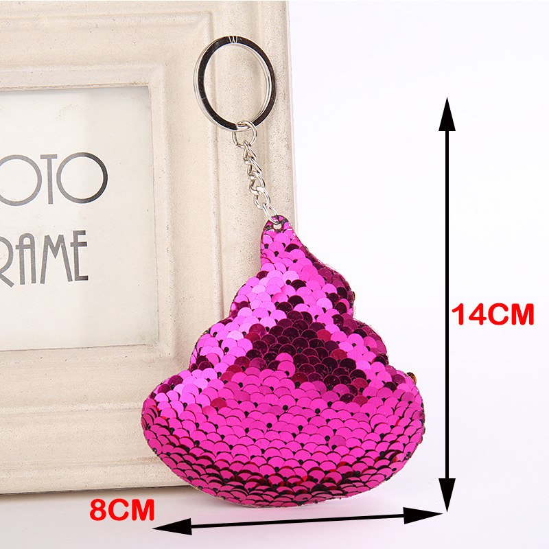 Sequins Poo Shape Cute Keychain
