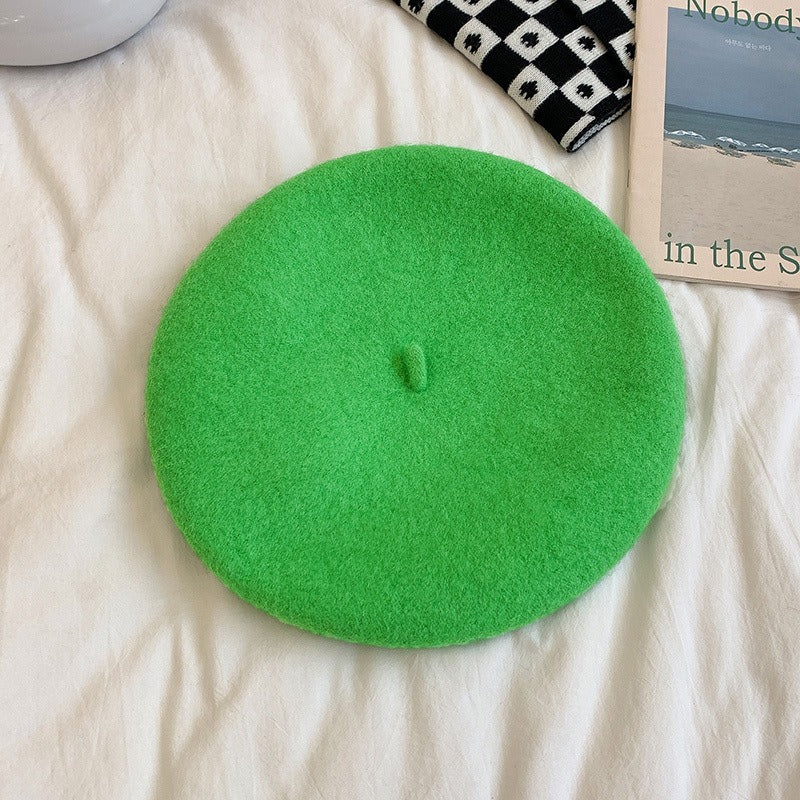 Retro Candy Colored Wool Beret - Harajuku Style