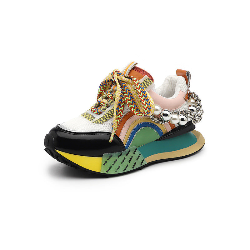 Harajuku Style Genuine Leather Thick Sole Casual Shoes