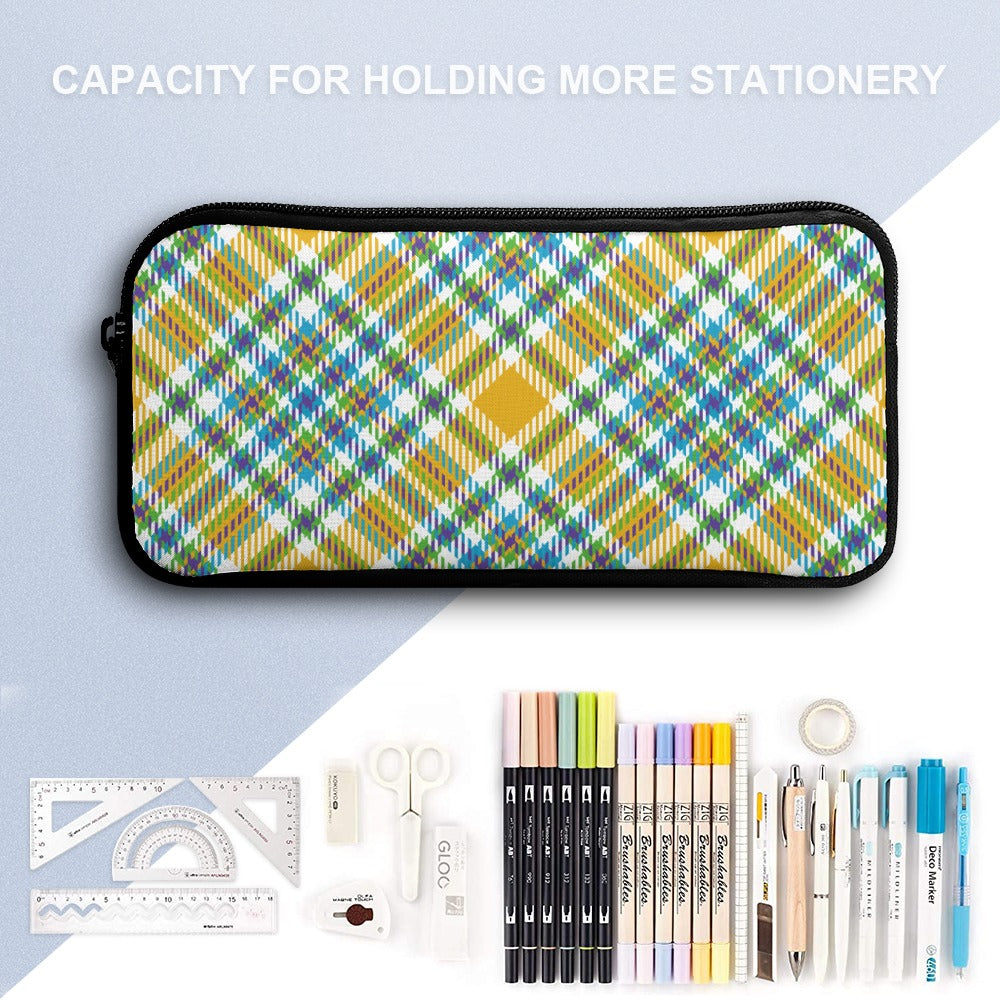 Yellow Plaid Three-Piece Backpack Bag Set