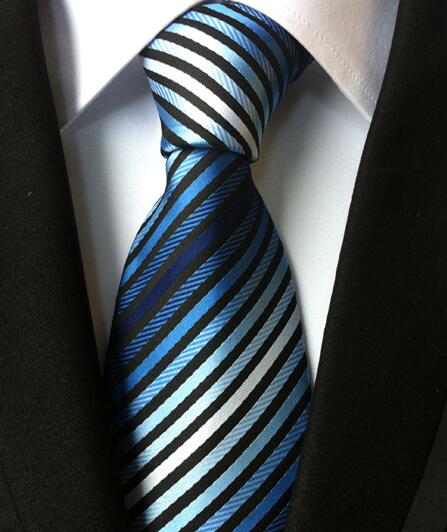 Classic Yellow & Navy Blue Striped Silk Tie