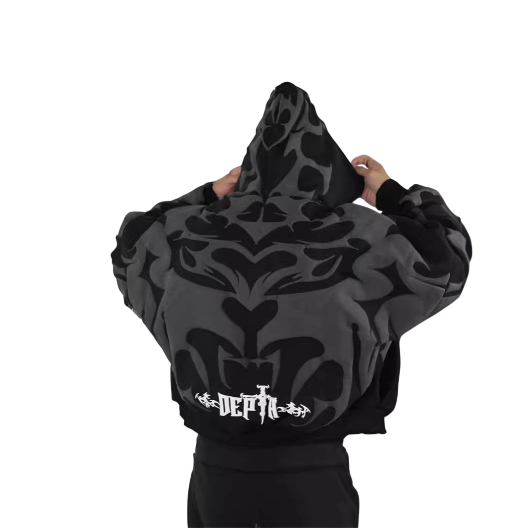 Gothic Printed Zipper Hoodie