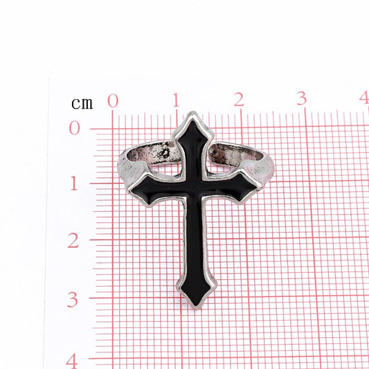 Vintage Black Gothic Cross Open Ring - Harajuku Style Jewelry