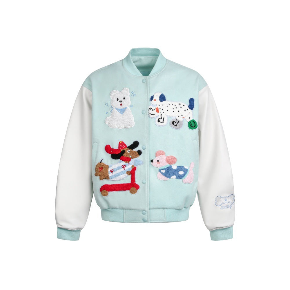 Cute Dogs Pattern Varsity Jacket