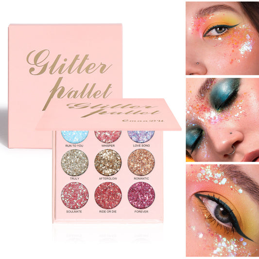 9 Shades of Glitter Eyeshadow - Matte & Metallic