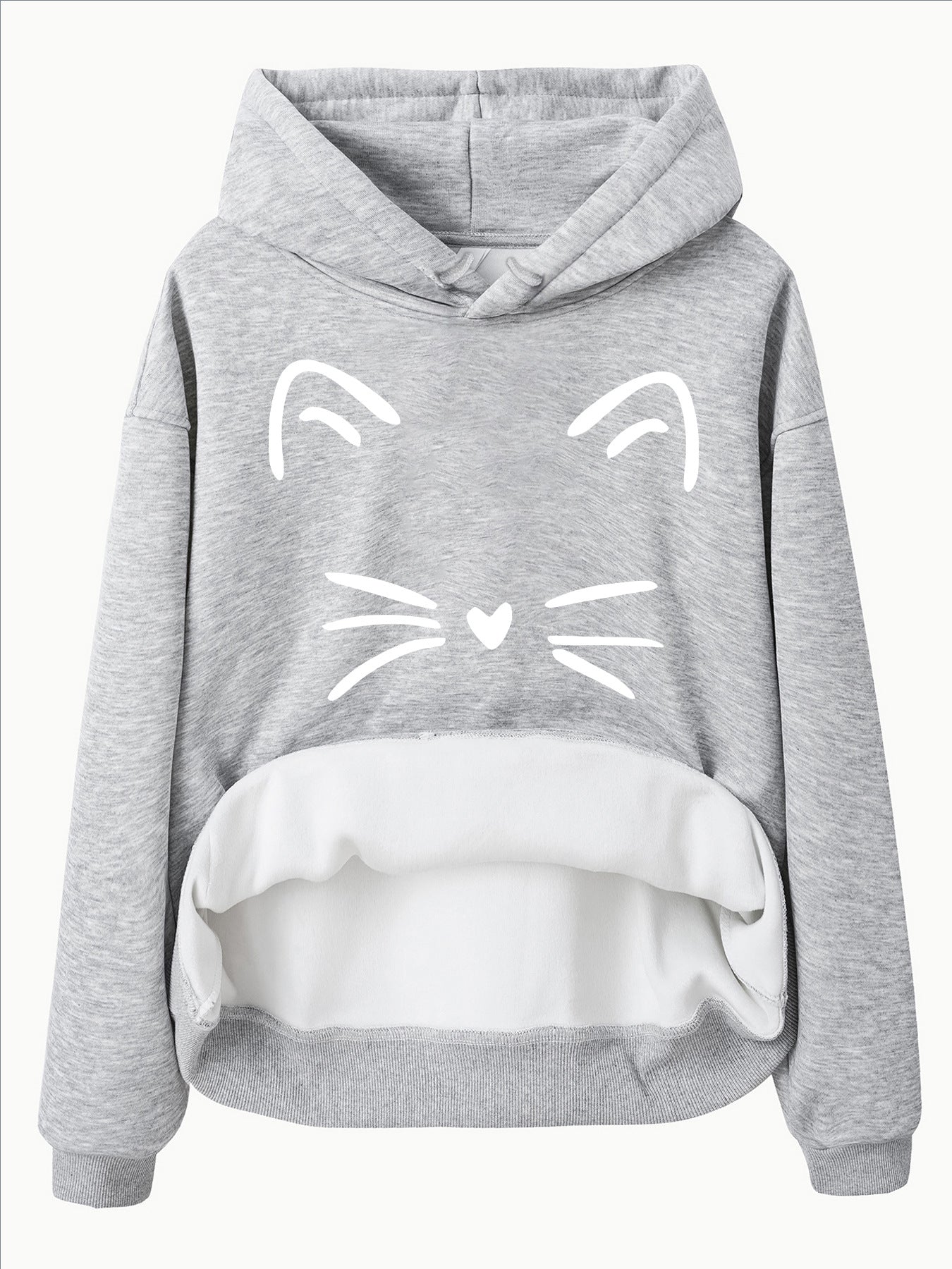 Hooded Long-Sleeve Fleece Hoodie with Kangaroo Pocket