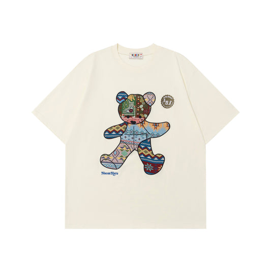 Design Bear Embroidery Short Sleeve T-Shirt