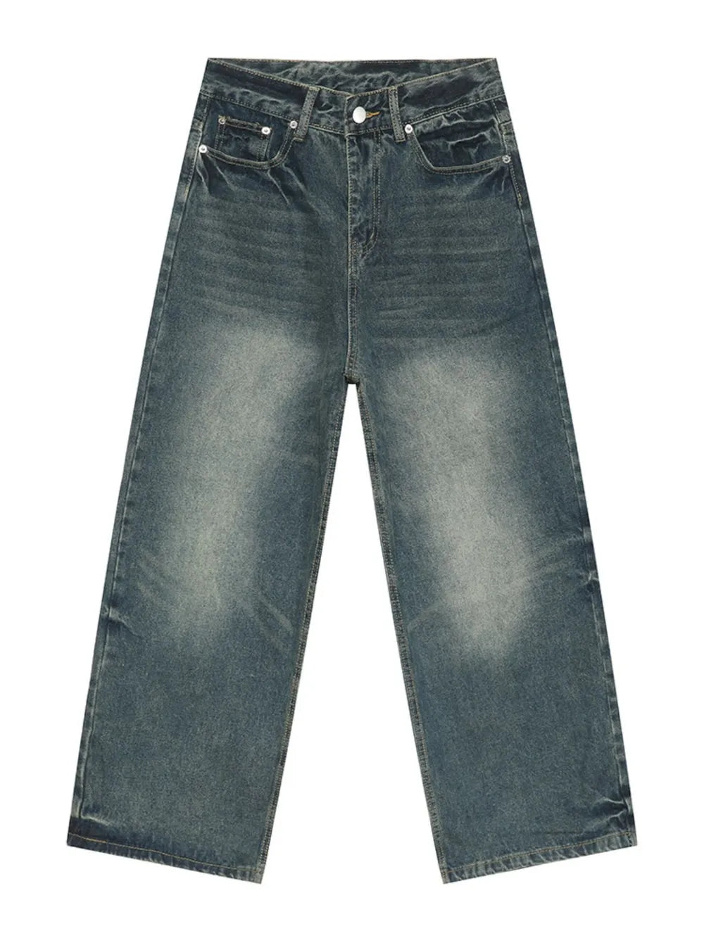Men's Washed Wide Leg Jeans - Harajuku Style