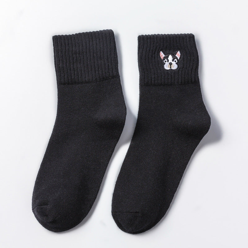 Cotton Sock Harajuku Cartoon Dog Embroidery Cute Socks