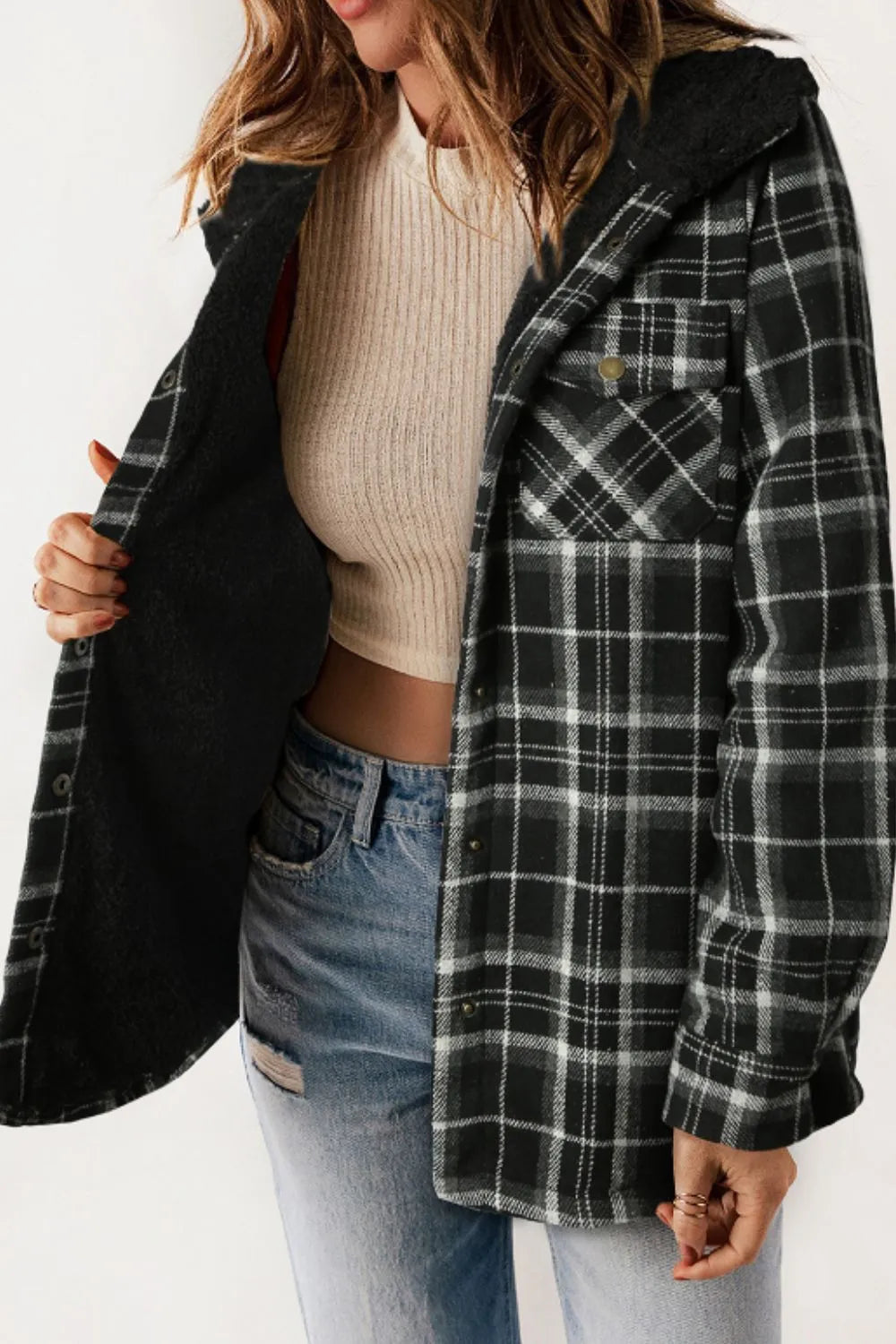 Plaid Button Up Hooded Jacket – Harajuku Style
