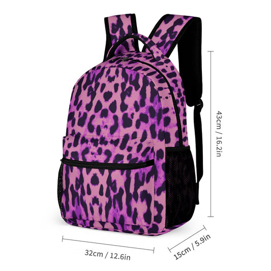 Purple Leopard Print Three-Piece Backpack Bag Set Combination