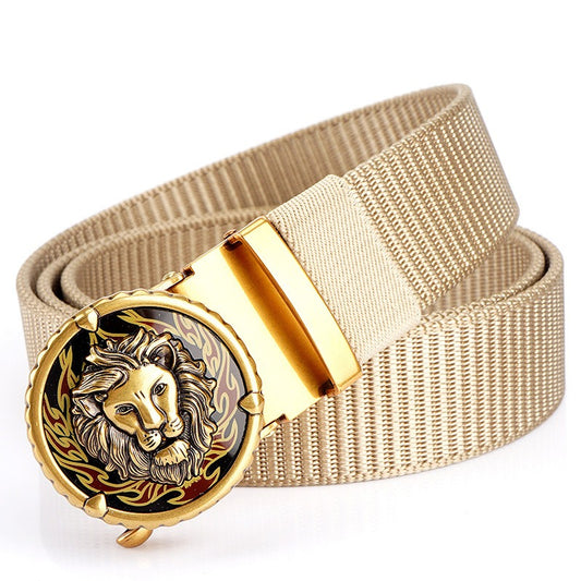 Playful Tank Patterned Nylon Waist Belt with Alloy Automatic Buckle
