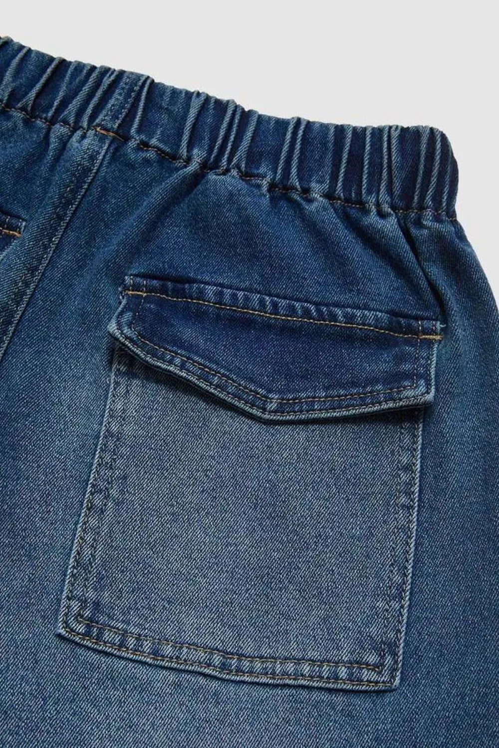 Playful Drawstring Waist Wide Leg Shirred Jeans