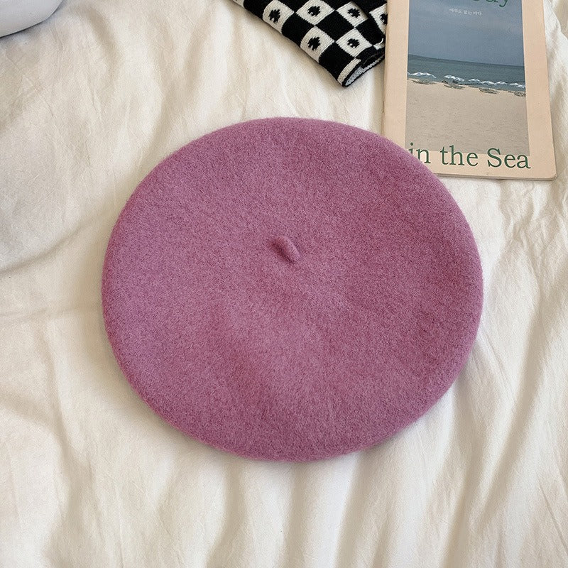 Retro Candy Colored Wool Beret - Harajuku Style