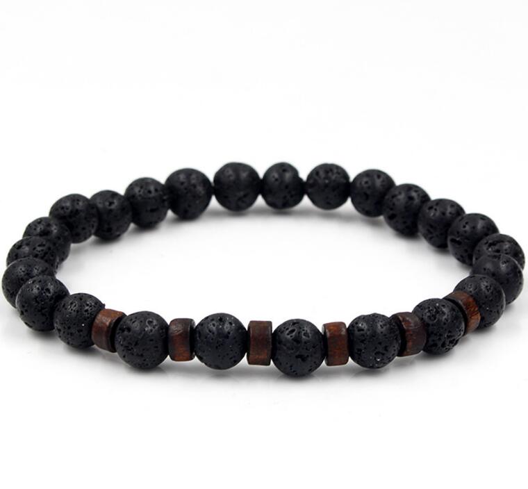Men's Natural Moonstone & Lava Stone Buddha Bracelet