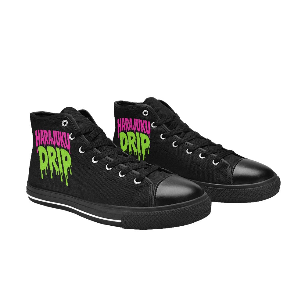 Harajuku Drip Neon Logo High Top Canvas Women's Shoes