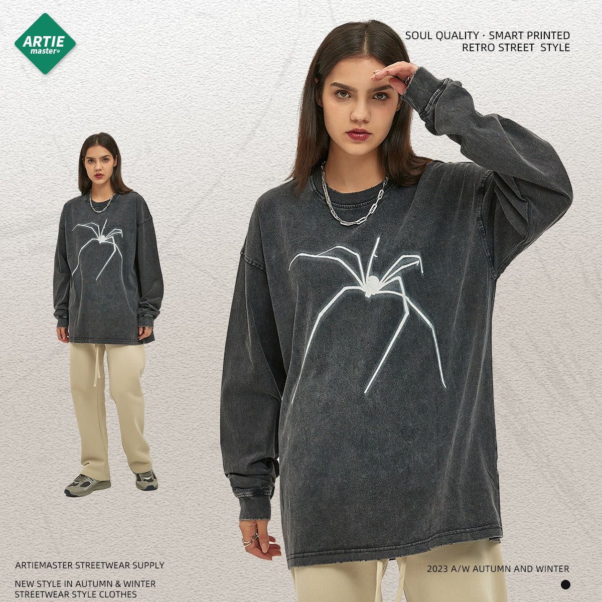 Washed & Worn Playful Long Sleeved T-Shirt for Men