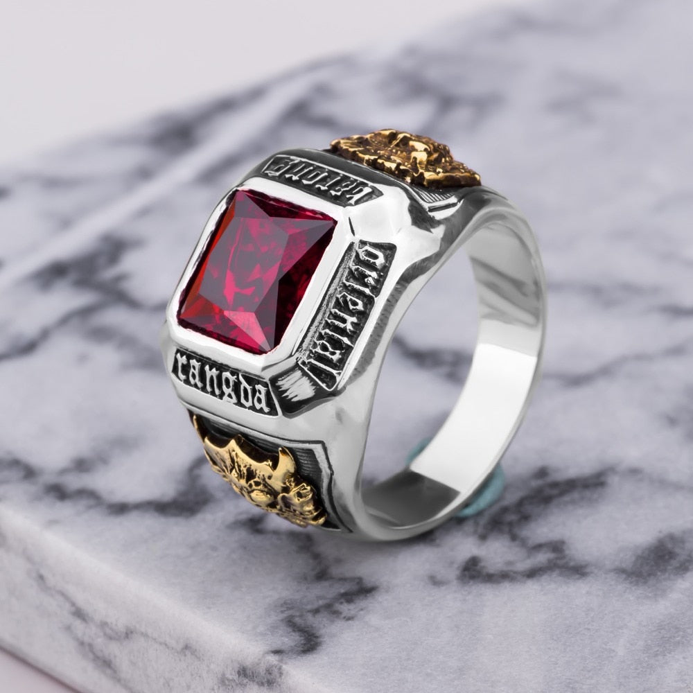 Vintage Men's Ruby Ring in Solid 925 Sterling Silver