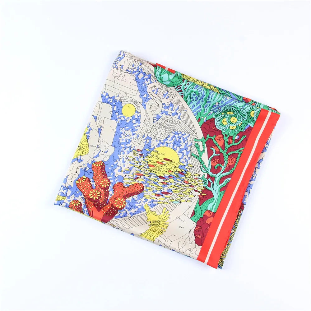 Ocean City Print Silk Scarf - Harajuku Style
