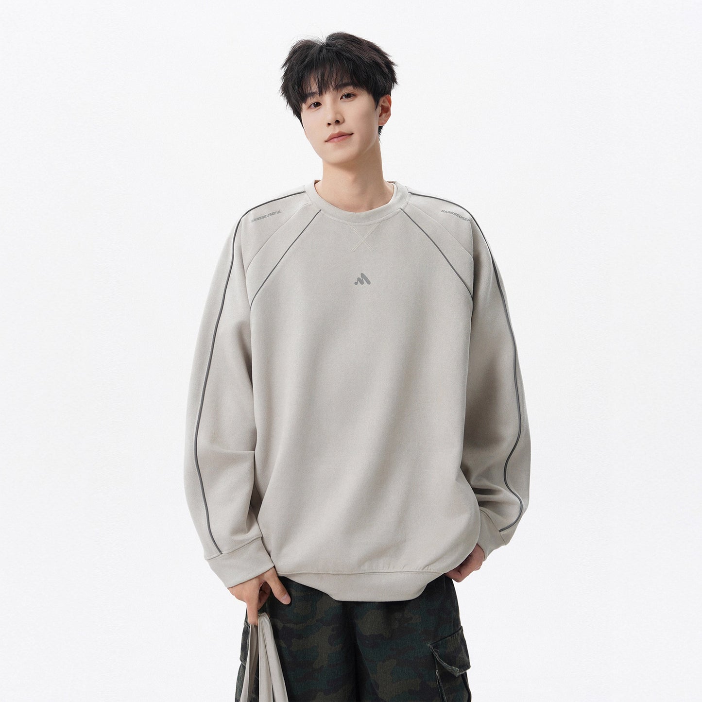 Heavyweight Suede Crewneck Sweatshirt Unisex Fashion Loose Casual Outerwear Top