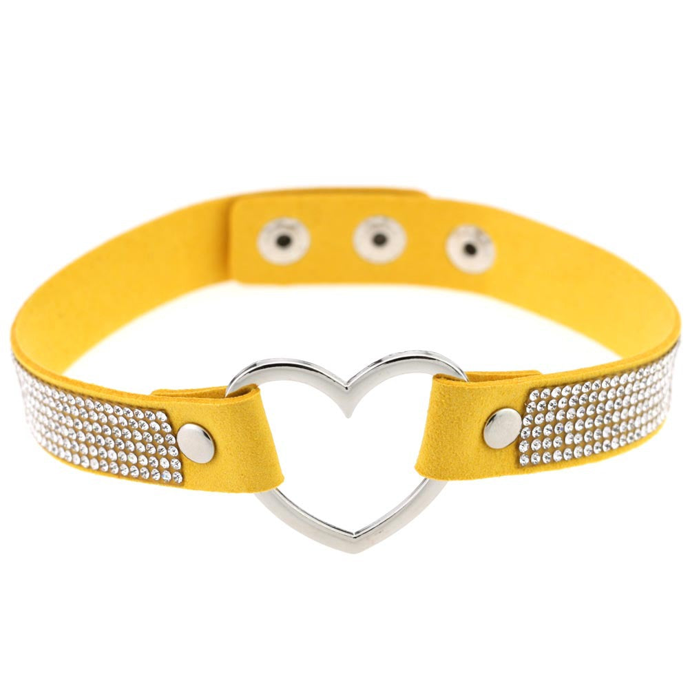Harajuku Soft Girl Rhinestone Heart Collar Necklace
