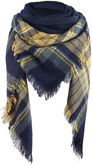 Harajuku Style Oversized Yellow Blue Scarf