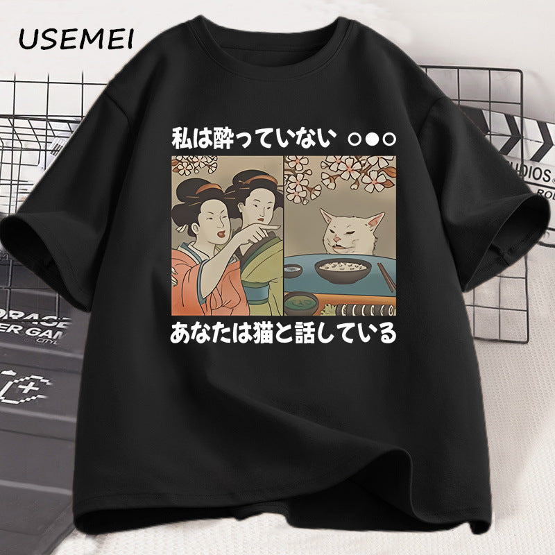 Harajuku Style Cartoon Cat T-Shirts – Kawaii Summer Fashion