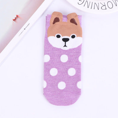 Kawaii Cartoon Cat & Dog Women’s Short Socks