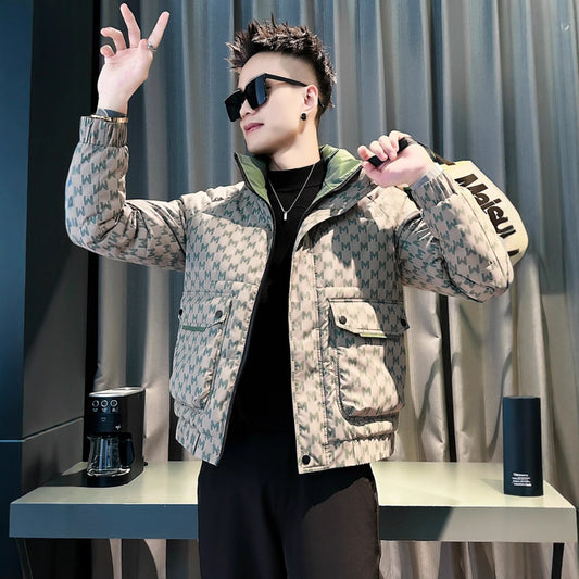 Luxury 3D Pocket Down Cotton Coat for Men